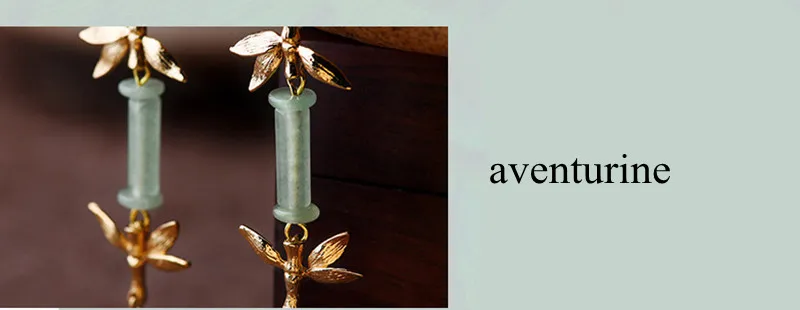 Yanting Bamboo Earrings Fashion Long Earrings For Women 2018 Women Earring Aventurine Natural Stone Vintage Earring Female Earing 022