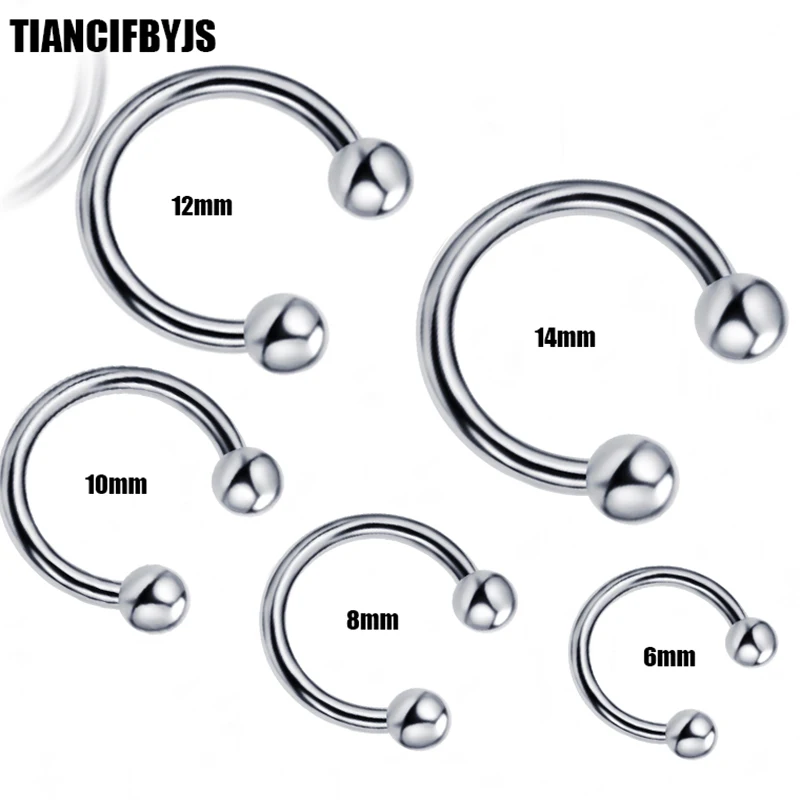 

TIANCIFBYJS Piercing Nose Stainless horseshoe Ring Mix 6/8/10/12/14mm 100pcs for CBR Nose ring Piercing Septum Body jewelry