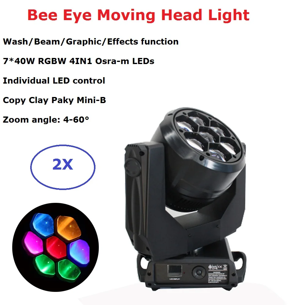 Clay Paky Bee Eye 7X10W RGBW 4IN1 LED Moving Head Light Plus Zoom Plus Wash Beam Effect Nightclub DJ Party Wedding Stage Light