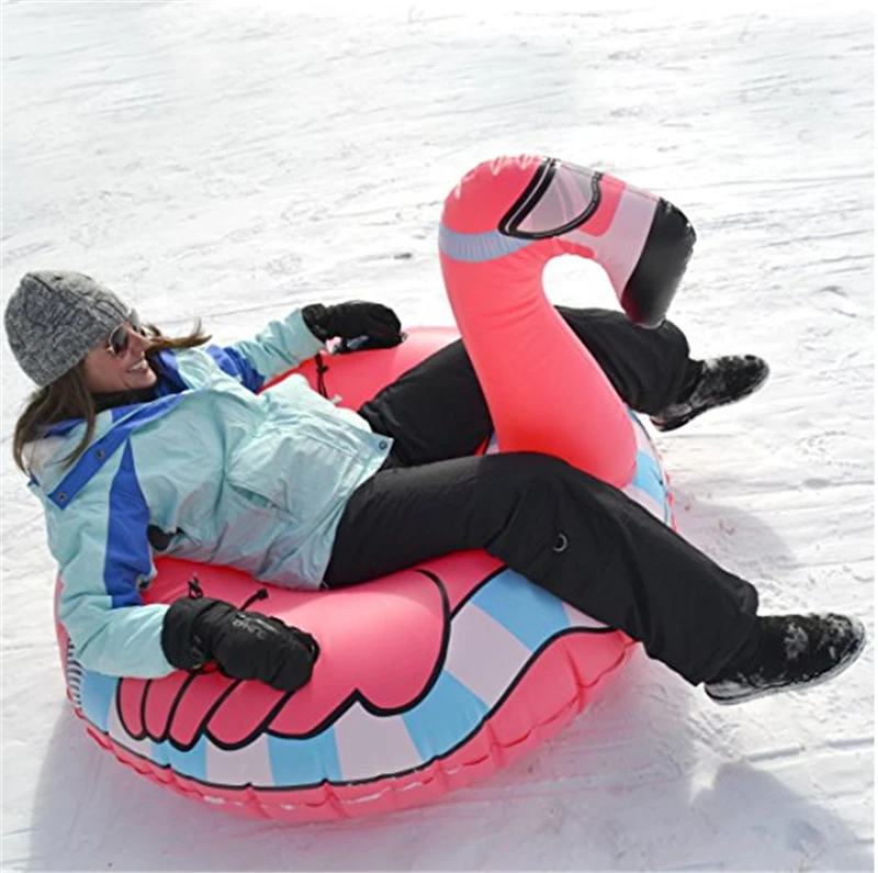 

5pcs/lot 0.6mm PVC Cold-resistant inflatable flamingo winter snow tube inflatable flamingo Snow Scooter Ski for Christmas gift