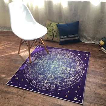 

European constellation compass Starry sky square carpet bedside rug living room floor mat plush non-slip door mat custom made