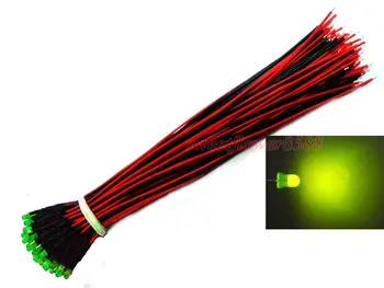 

25 pcs 3mm Yellow Green LED Pre Wired Lights 12V 20cm Bulb Lamp Led Light New Free Shipping