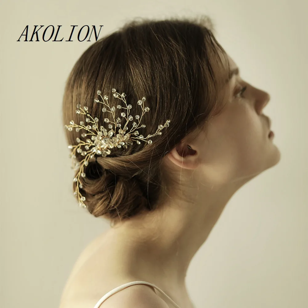 Akolion Женские аксессуары для волос кристалл Бисер Hairwear Расчёски и гребни ручной