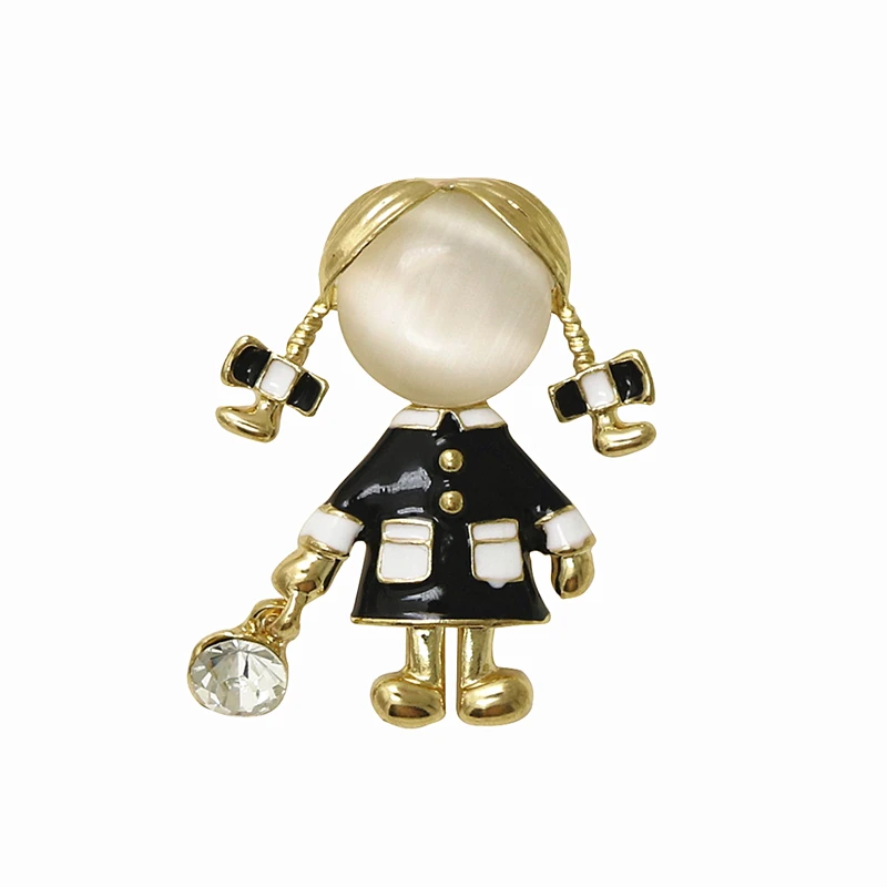 

OneckOha Cute Russia Girl Brooch Pin Opal Stone Figure Pin Gift For Daughter