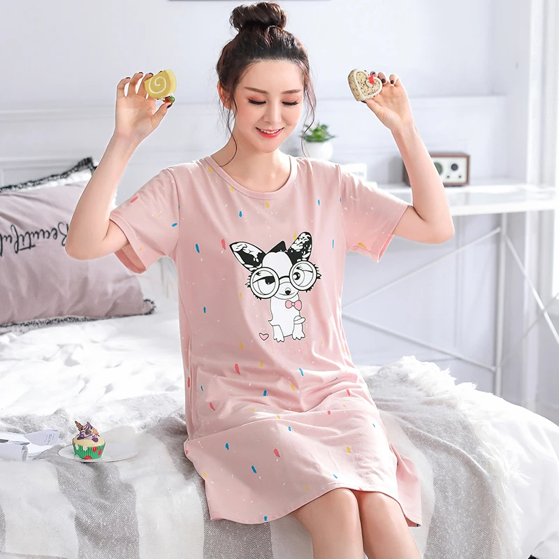 Большие размеры 5XL, свободное Ночное платье с героями мультфильмов, женская одежда для сна, женская ночная рубашка, Корейская летняя хлопковая Домашняя одежда, ночная рубашка