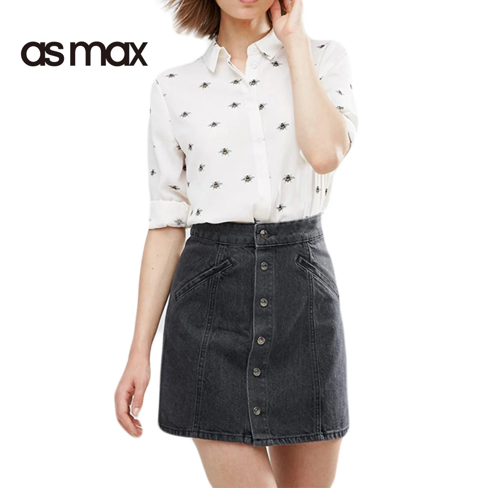 Asmax לבן נשים חולצה יחידה חזה שיפון מתוק סטודנטיאלי סגנון חולצות מזדמנים שרוול ארוך חולצות חולצה הדפסת דבורה