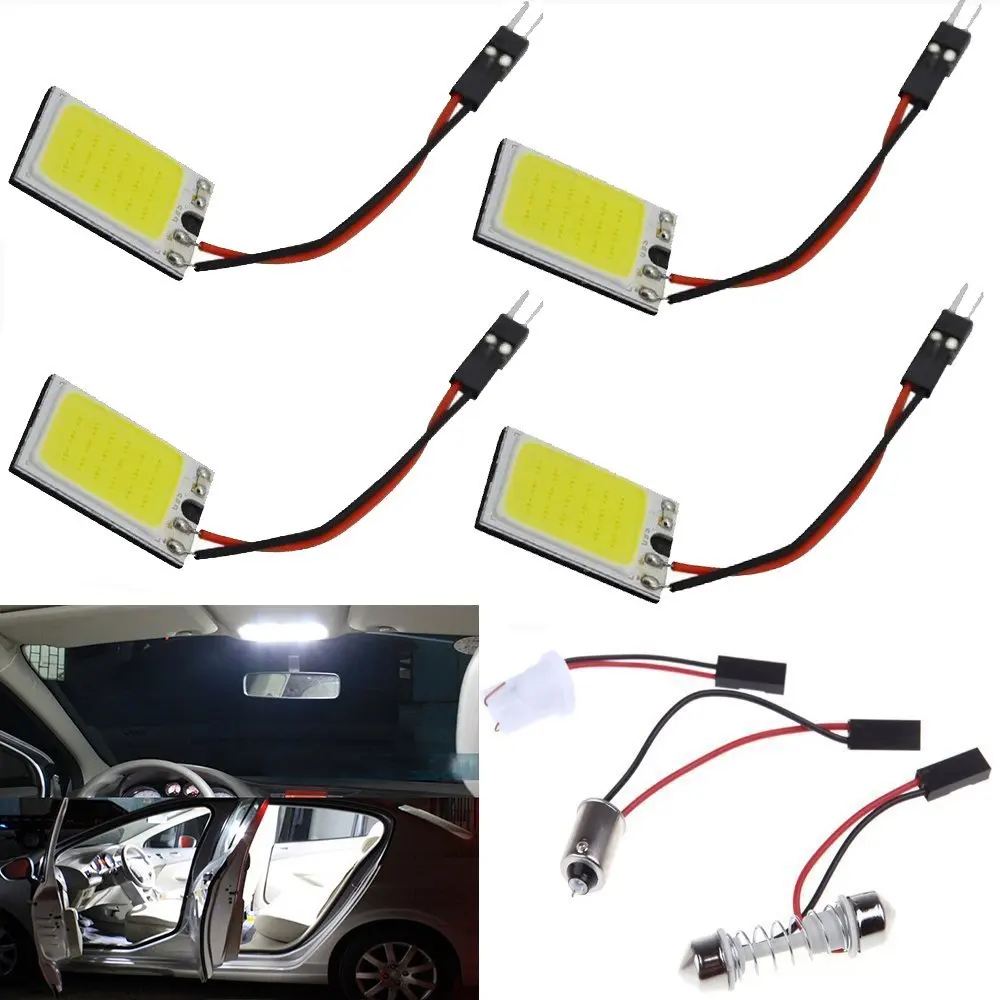 4 Pedacos Placa Led Cob Adattatore Pingo T10 Ba9S Siluro Pingo Branca 31 Millimetri-41 Millimetri
