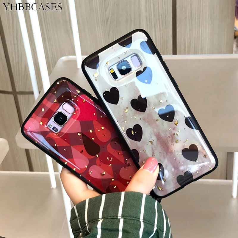 Модные блестящие Чехлы YHBBCASES из золотой фольги для Samsung Galaxy S8 S9 S10 Plus мягкий чехол с