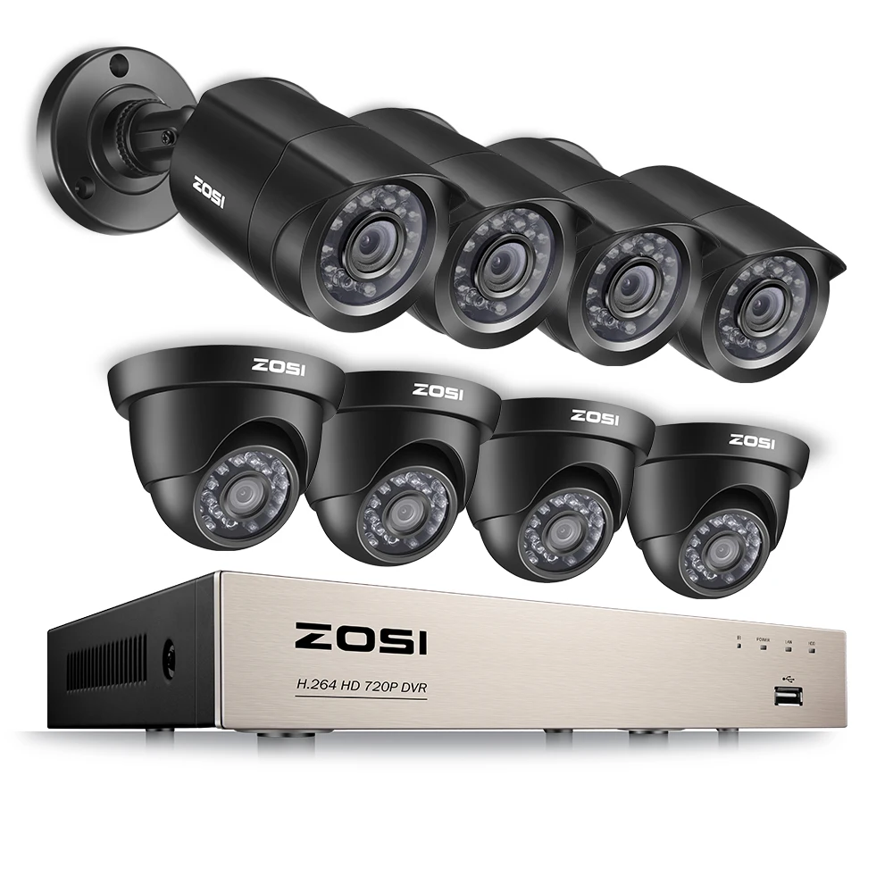ZOSI 8CH CCTV система 1080N/720P HDMI TVI DVR 8 шт. 1.0MP уличная инфракрасная камера