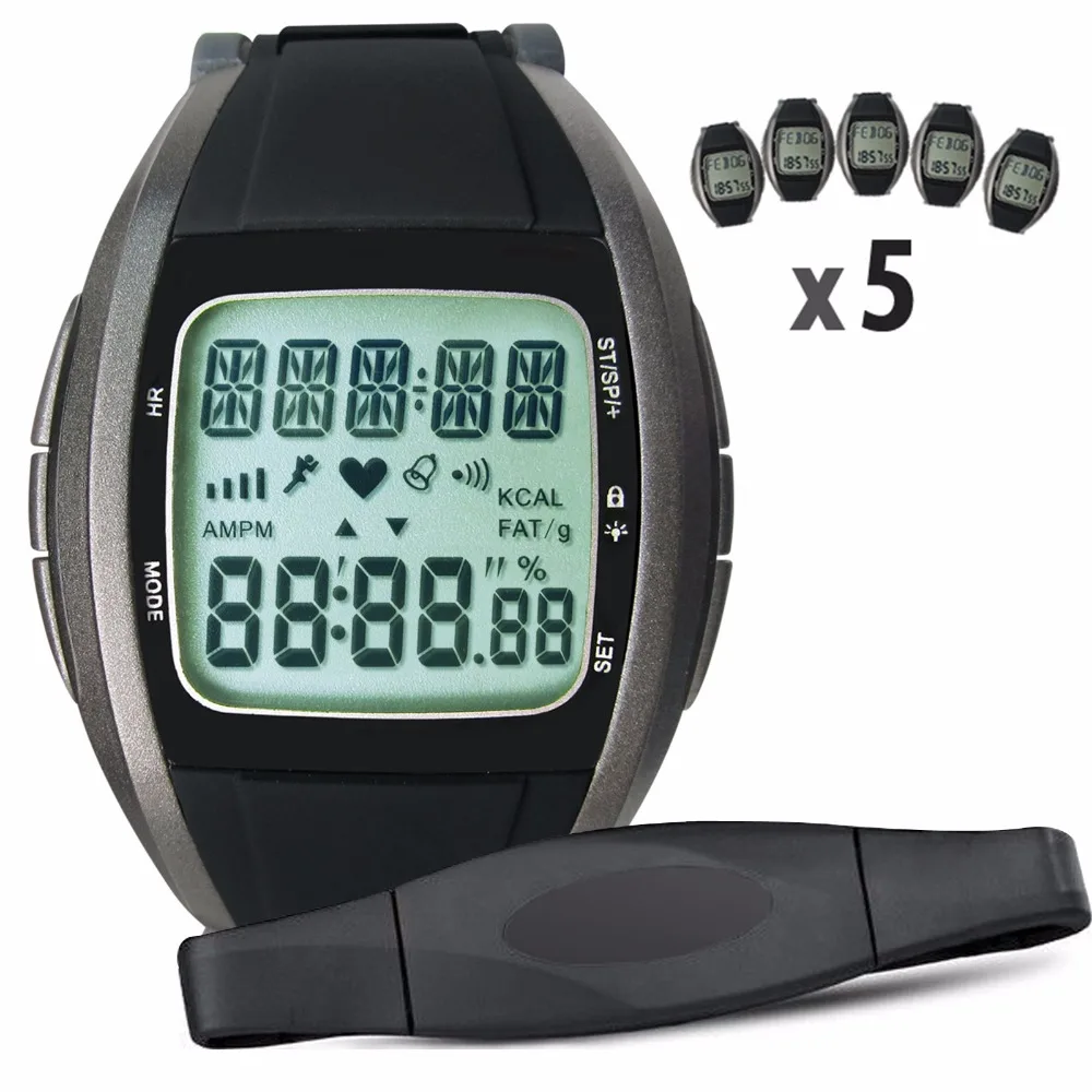 

5 pieces x Wireless Heart Rate Monitor Chest Strap Watch Fitness Belt Sport Calorie Fat Calculation 30~240 bpm Range lot of 5