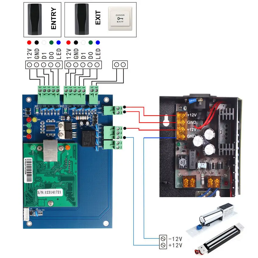 TCP/IP LAN розетка RFID IC 2 двери 4 Ридера контроллер доступа панель управления доступом