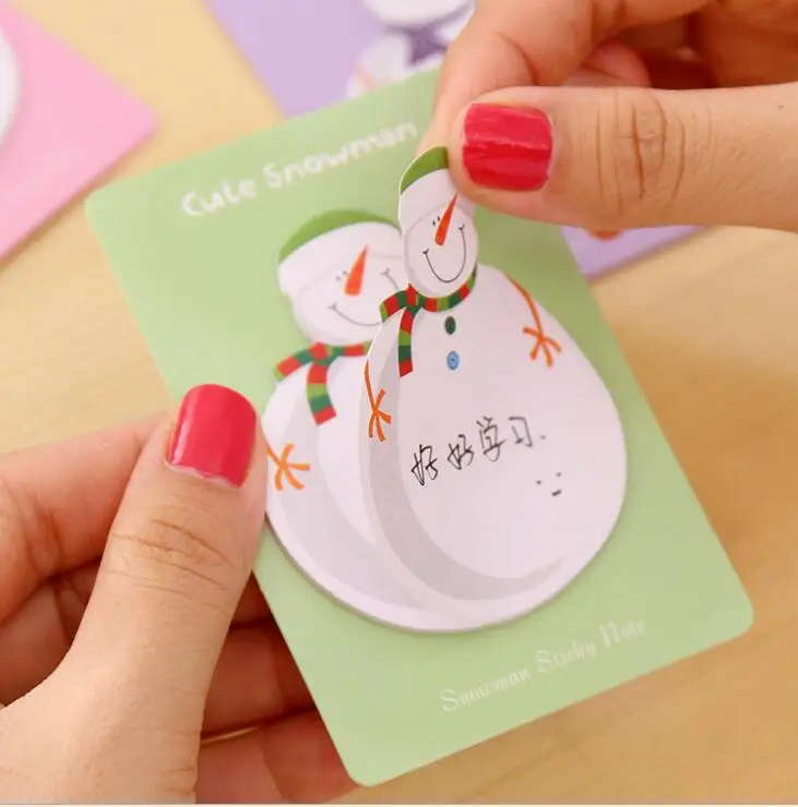 24 упак./лот Милый Снеговик Memo Pad Sticky Notes Эсколар Papelaria Школьные Питания Закладка Post