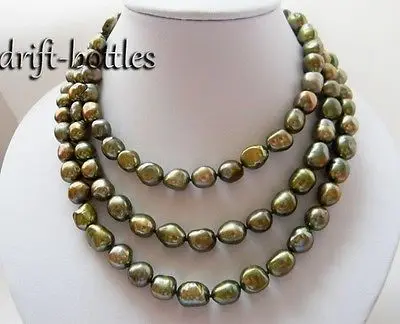 

50'' 8-9mm Green Baroque Freshwater Pearl Necklace