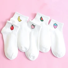 5 пар/лот женские хлопковые носки простые классические носки с фруктами забавные теплые удобные короткие носки для девочек на весну и лето