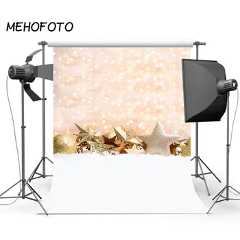 

Christmas Photography Backdrop Yellow Shiny Bokeh Winter Snow Pentagram for Photo Studio Photobooth Photographic Background