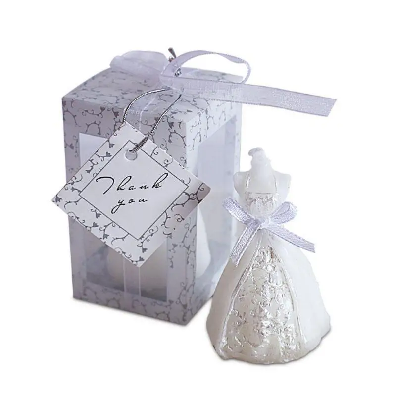 

2019 New 1pcs Romantic Wedding Valentine's Day White Boxed Bride Dress Design Candle Party Decorative Candle Hot Sale