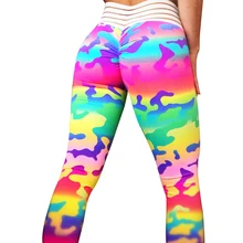 С принтом камуфляжные леггинсы с высокой талией сексуальные женские хип пуш-ап длинные брюки многоцветные модные легкие леггинсы