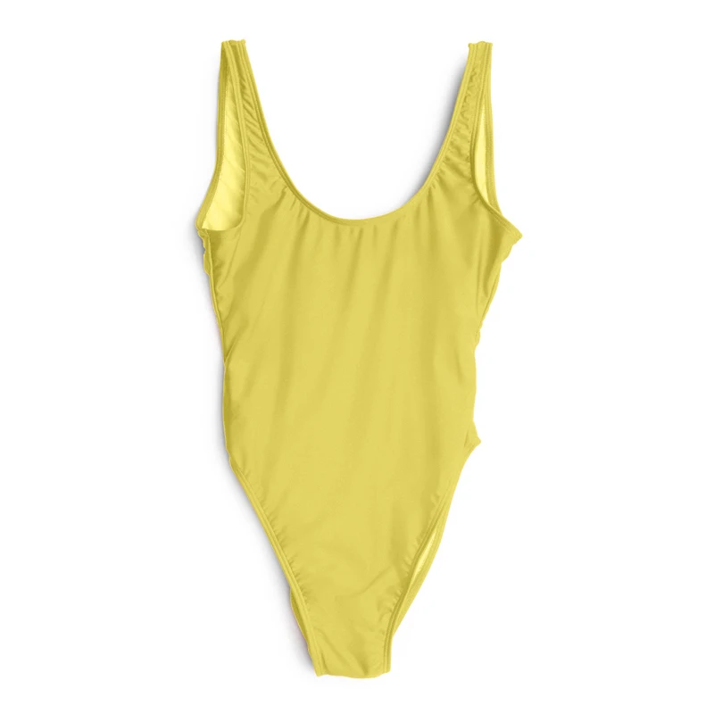 Одноцветный Цельный купальник бикини женский купальник монокини с высокой посадкой боди розовый желтый черный белый синий фиолетовый купальный костюм - Цвет: yellow