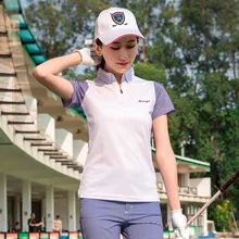 Женские клетчатые рубашки для гольфа с коротким рукавом, дышащие теннисные топы для девушек, быстросохнущие футболки для гольфа с принтом в клетку D0692