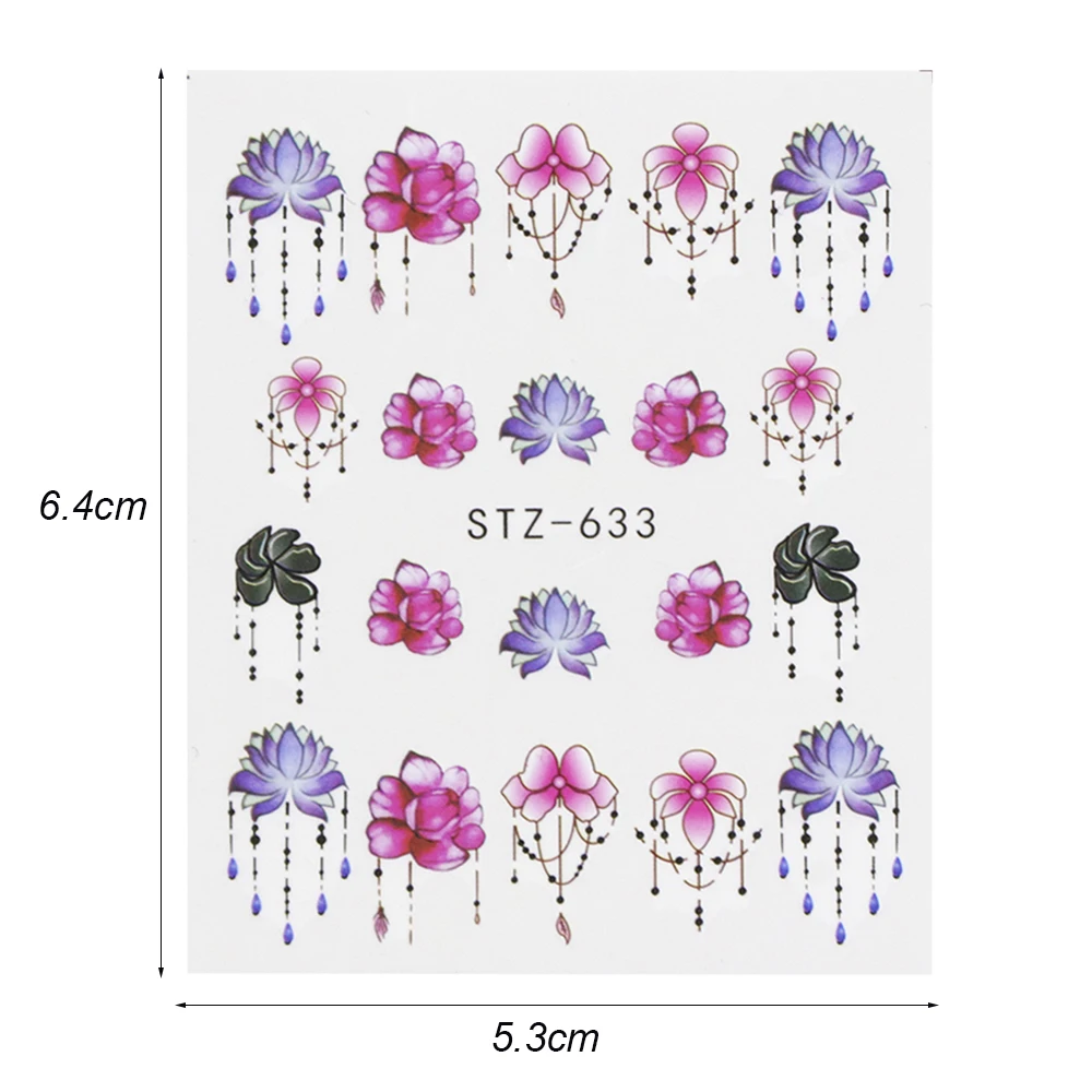 1 Набор наклеек для ногтей, летний цветной дизайн, переводные наклейки для воды, наборы цветов/перьев, декор для ногтей, советы для красоты, TRSTZ608-658-1