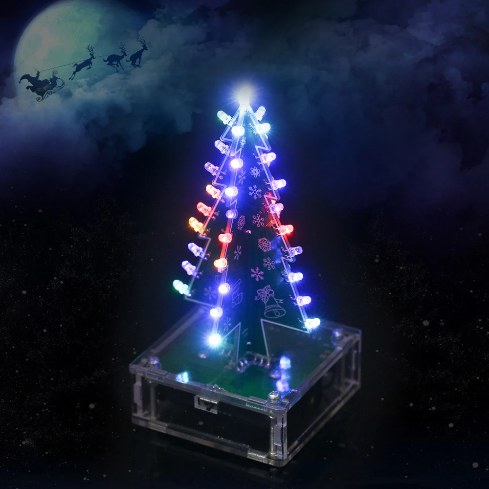 

DIY Colorful Easy Making LED Light Acrylic Christmas Tree with Music Electronic Learning Kit Module