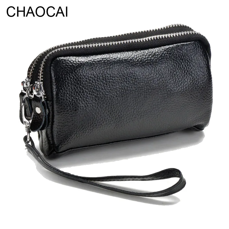 

fashion women wallets genuine leather wallet small double zipper bag multifunctional Wallet girl cowhide mini purse female