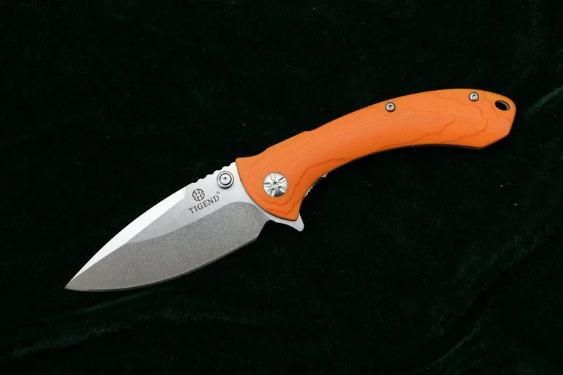 TIGEND CF1814 складной нож 8Cr14Mov лезвие G10+ стальная ручка Кемпинг Охота Открытый выживания карманные Кухонные Ножи edc инструменты - Цвет: Orange stone wash