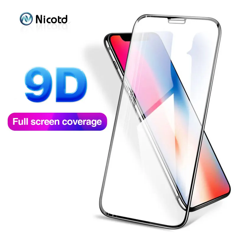 

Nicotd 9D Full Cover Tempered Glass For iPhone 8 6S 6 Plus Screen Protector for iPhone XS MAX XS XR X 7 Plus Protection Film