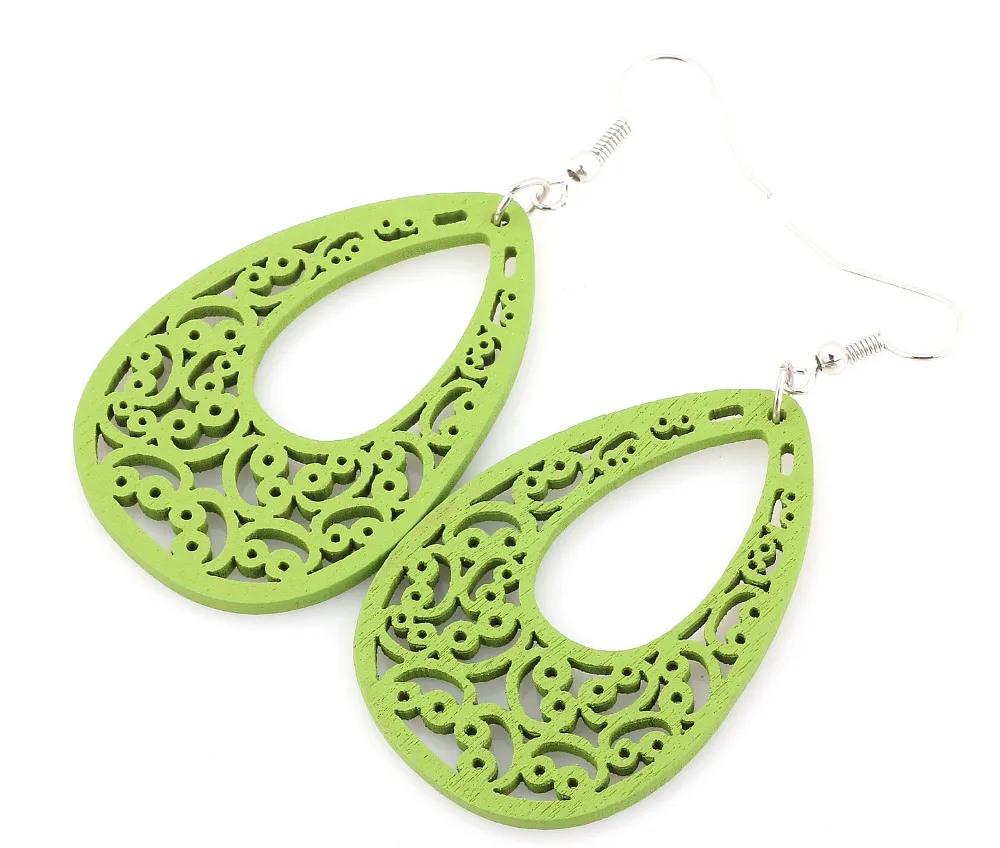 Drop Earrings Womens Handmade Wooden Mixed Color Wood Drop Earrings Summer Party Gift