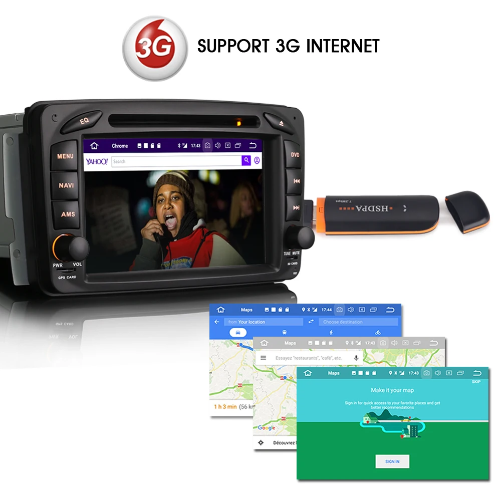 Excellent Android 8.0 Autoradio DAB+ WiFi CD DVR RDS 3G Radio GPS OBD2 DVB-T2 Car DVD player For Mercedes C/CLK-Klasse W203 Viano Vito 4