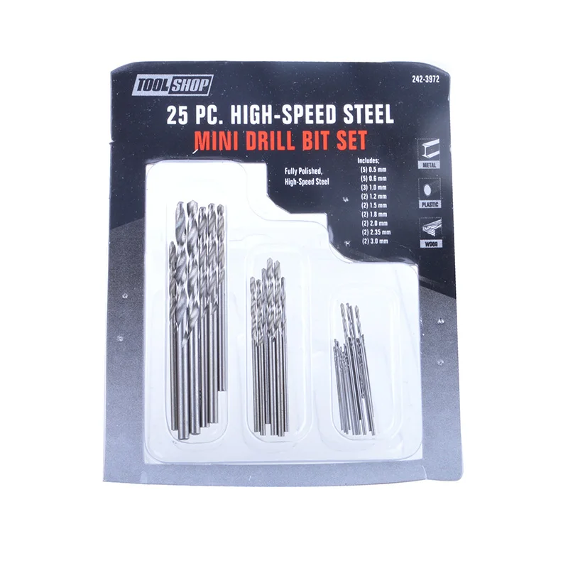 Flexsteel 25PCS HSS High Speed Steel Mini Manual Hand Twist Drill Bits Set 0.5MM-3MM Flexsteel 25PCS HSS High Speed Steel Mini Manual Hand Twist Drill Bits Set 0.5MM-3MM