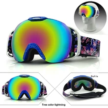 Марка Большой кадр лыжные очки двойной UV400 Анти-туман большой Лыжная маска очки Лыжный Спорт Для мужчин Для женщин Снег Сноуборд очки