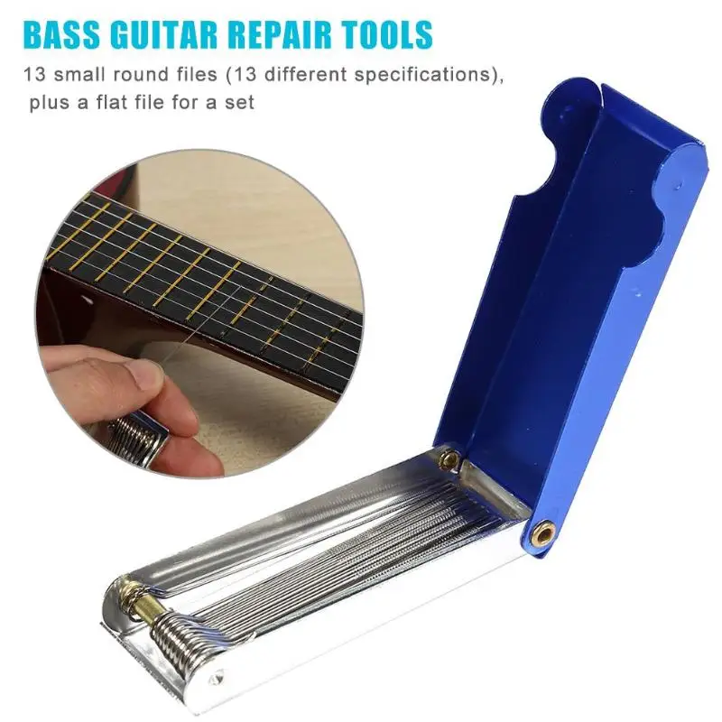 

Guitar Nut Bridge Files Bass String Groove Set 13 Round Files with A Flat File Luthiers Tool Box Guitar Banjo Mandolin