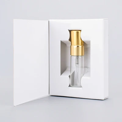 100 шт 3 мл Регулируемый бумажный ящик и стеклянный флакон для духов с распылителем и пустая парфюмерная упаковка DHL - Цвет: gold-cap