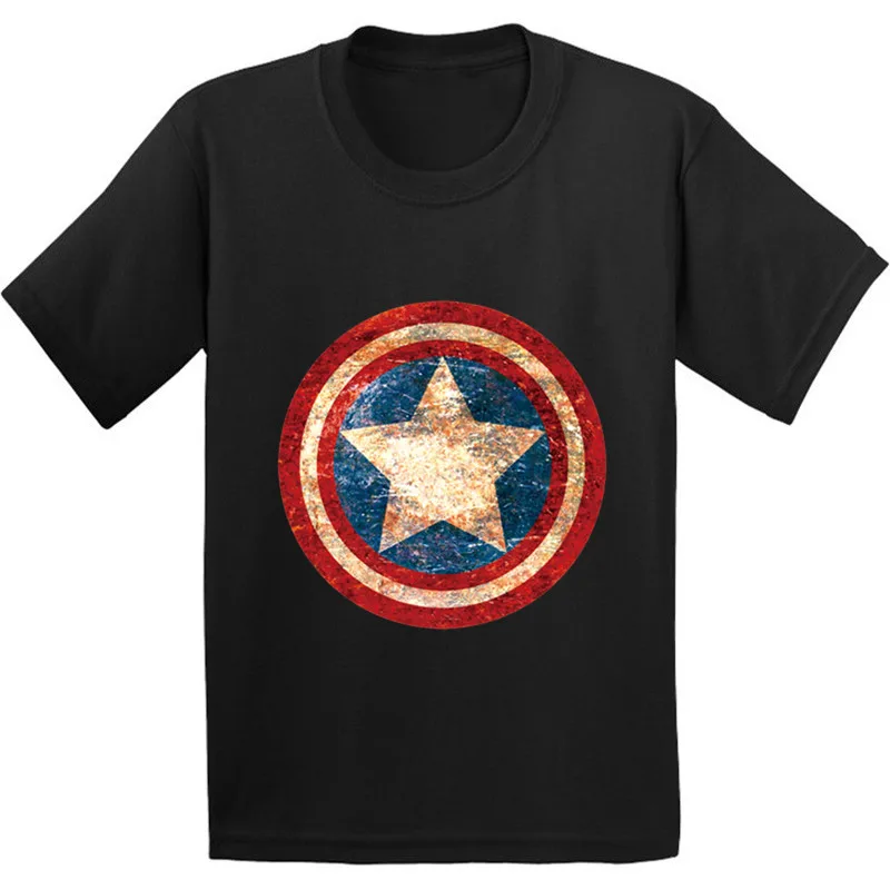 綿 100 アベンジャーズキャプテン アメリカフラッシュロゴパターン Tシャツベビースーパーヒーローの服男の子 ガールズファッション Tシャツ Gkt256 Tシャツ Aliexpress