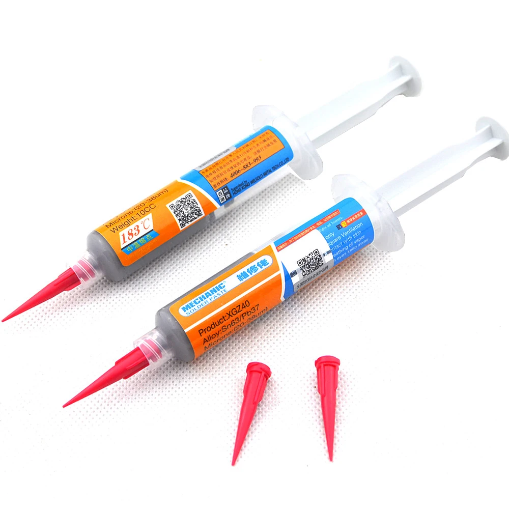 Free shipping 2pcs /Lot 100% Hong Kong MECHANIC BGA Solder Flux Paste Soldering Tin Cream Sn63/Pb37 25-45um XG-40 10CC + Needle