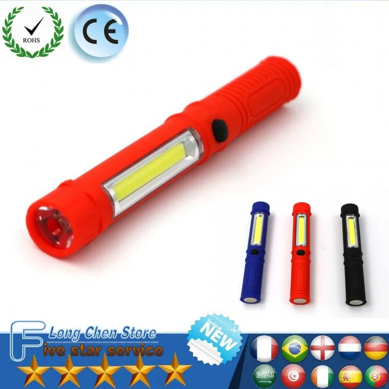 

LED COB Flashlight Pen Multifunction10W LED Torch Light cob Handle work flashlight Work Hand Torch Flashlight With Bottom Magnet