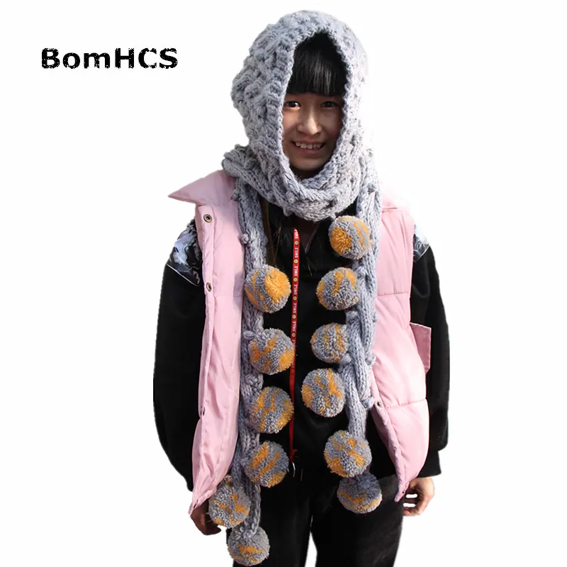 BomHCS очень большая Серая шапка и перчатки с шарфом (костюм из 2 предметов) Милая