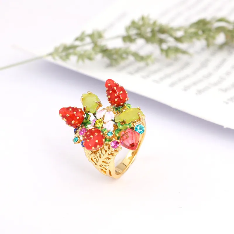 Warmhome Trendy Jewelry Enamel Glaze Copper Red Strawberry Gem Gem For Women Ring цена Warmhome Trendy Jewelry Enamel Glaze Copper Red Strawberry Gem Gem For Women Ring цены онлайн