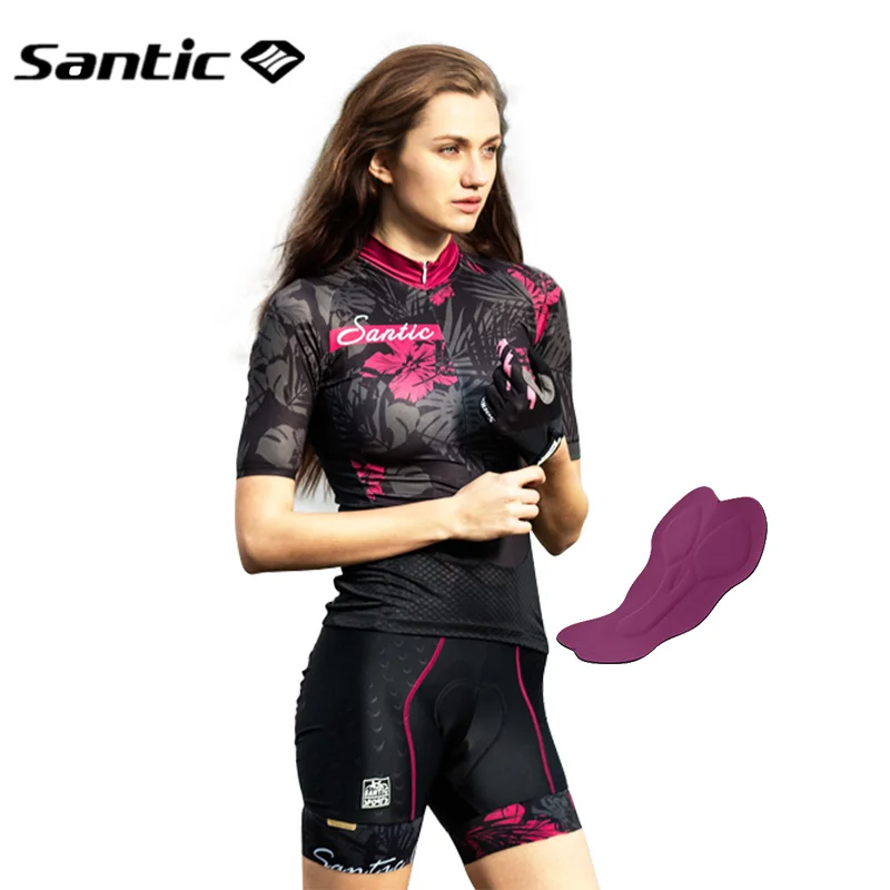 

Santic Cycling Jersey Short Sleeve Women Summer Road Bike MTB Short Jersey Downhill Running Jersey Shirt Sport Bicycle Clothings