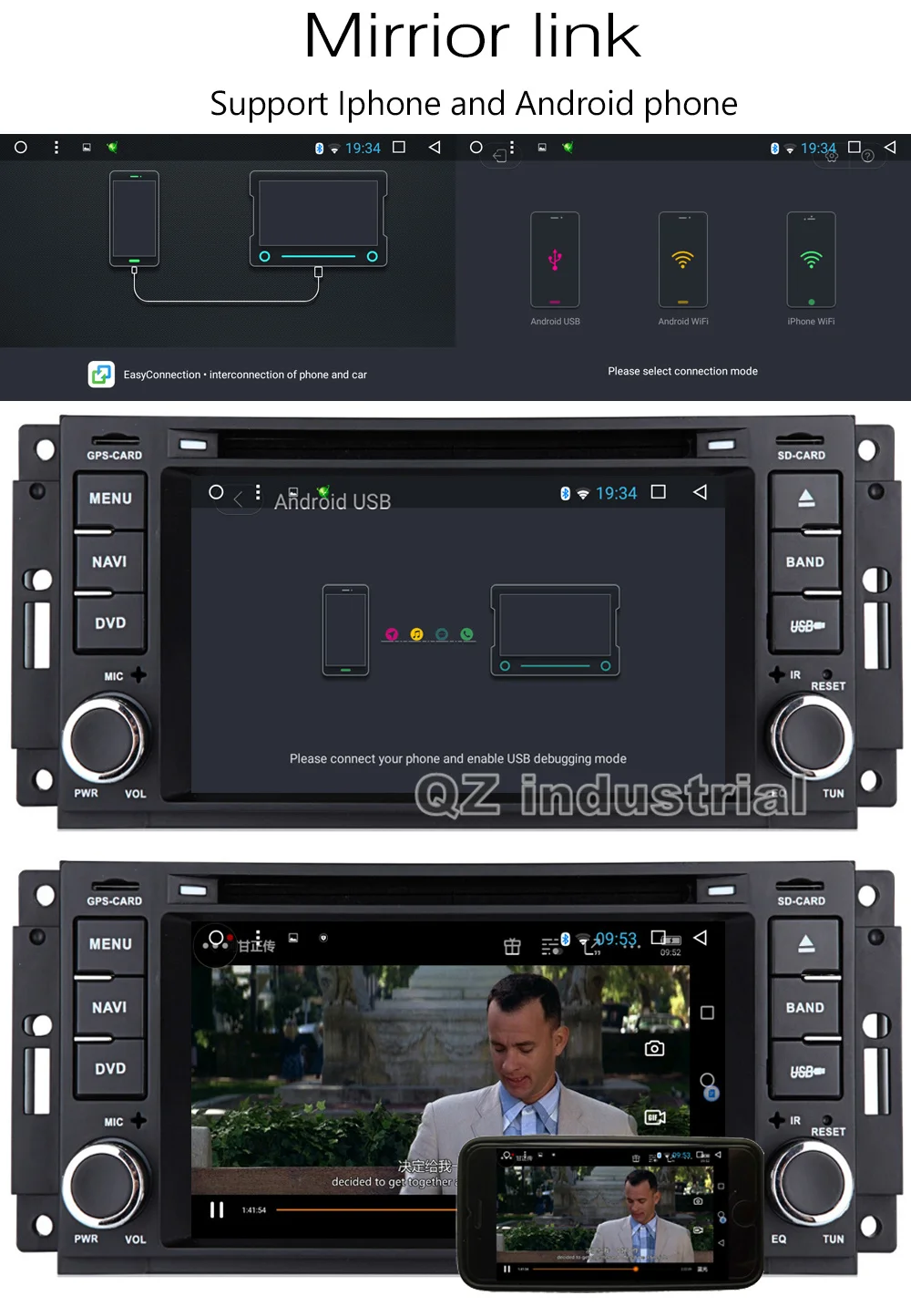 Excellent QZ industrial 6.2" Android 8.1 car dvd player For JEEP Wrangler Compass Patriot Grand Cherokee Commander Dodge with radio BT map 9