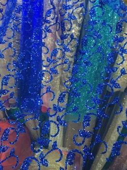 

5yard/lot african glitter lace fabric Cyndi-101014 embroidered tulle lace with glued glitter for party dress