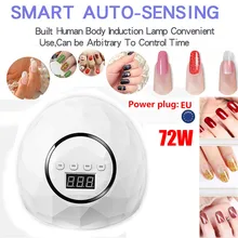 72 Вт EU Plug Светодиодный УФ-лампа для ногтей гель-отверждения лампа для ногтей сушилка для гель-лака 10 S/30 S/60 S/90 S таймер машинка для дизайна ногтей Сушилка для ногтей