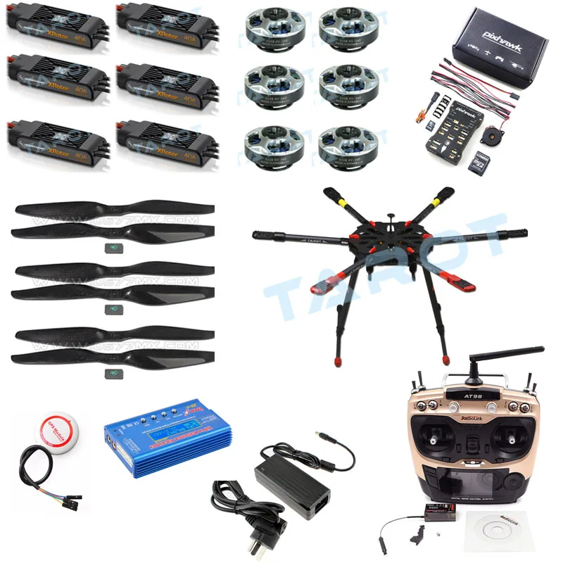 

Tarot 2.4G 10CH RC Hexacopter Drone 960mm X6 Folding Retractable Frame 5008 Motors PIX PX4 M8N GPS ARF/PNF DIY Drone Kit