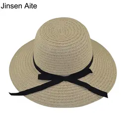 Горячее предложение Модные Защита от Солнца шляпа классический Для женщин летом Складная соломы Шапки для Для женщин пляжные Головные
