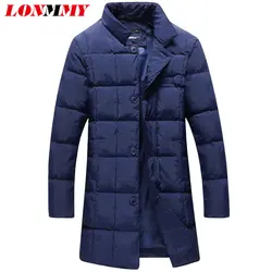 Lonmmy 5XL зима Куртки мужская куртка мужчины утолщаются Повседневное ветровка долго стиль Верхняя одежда уличная мода цвет: черный, синий 2017