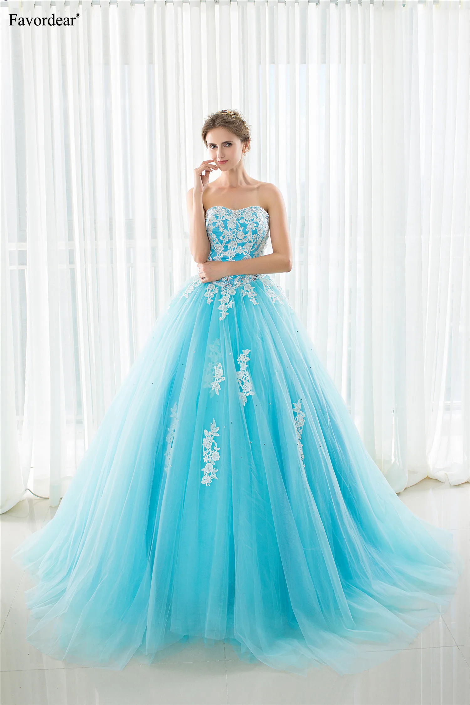 Favordear Бирюзовый Quinceanera 15 лет Vestidos De 15 Anos Милая Quinceanera платья вечерние платье Лидер продаж