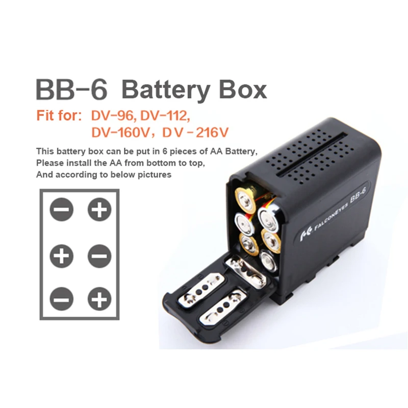 Корпус аккумулятора Power As NP F970 FALCON EYES BB 6 BB6 коробка для батарей AA светодиодная