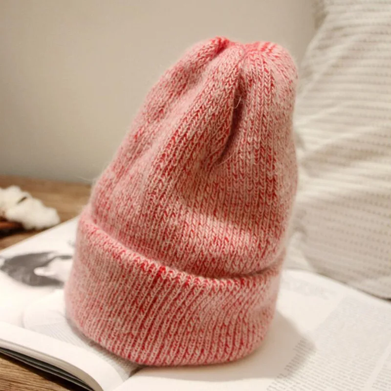Geebro/Модная осенне-зимняя шапка с кроличьим мехом; теплые шапочки; повседневные женские однотонные шапки с кроликом для взрослых - Цвет: Red
