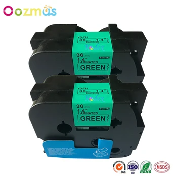 

Oozmas 2PACK Tze Tape TZe-761 Black on Green Compatible For Brother P-Touch Laminated TZe TZ laminated Label Tape 36mm x 8m